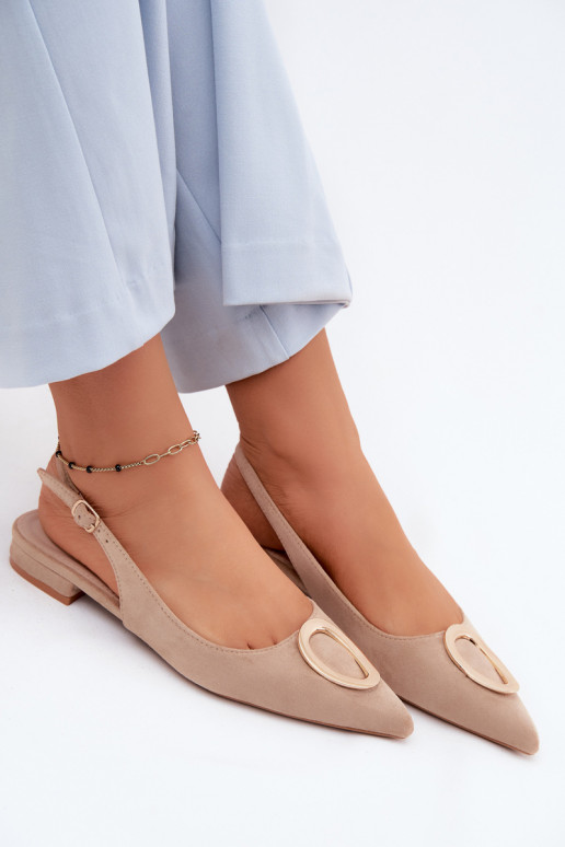 Dámske sandále so širokými podpätkami s ozdobami béžová Sparkle