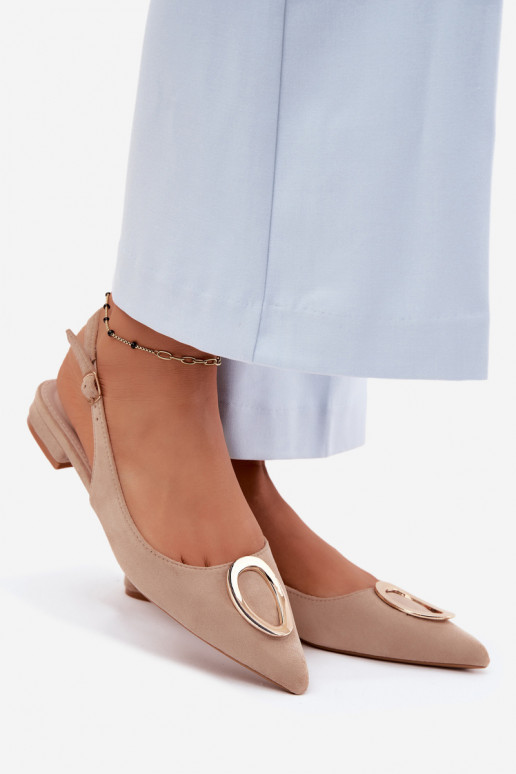 Dámske sandále so širokými podpätkami s ozdobami béžová Sparkle