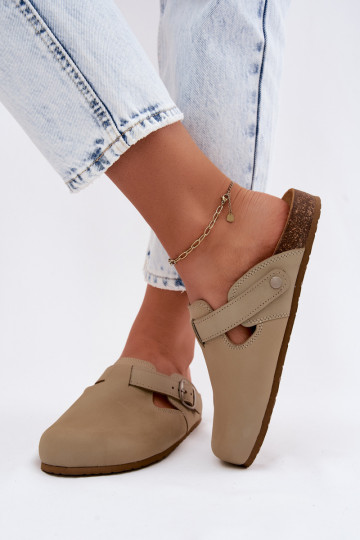 Kožené papuče Mule s prackami Zazoo 1905 PistacjoIne 2