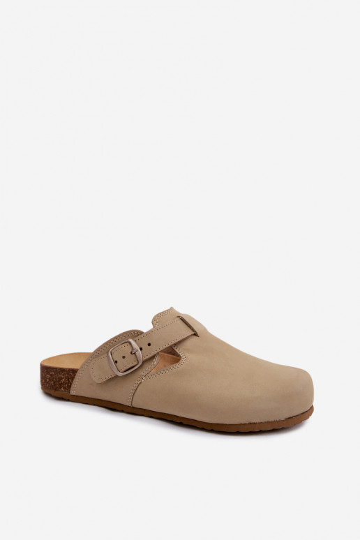 Kožené šľapky Mule so sponami v pistáciovej farbe Zazoo