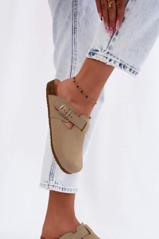 Kožené papuče Mule s prackami Zazoo 1905 PistacjoIne