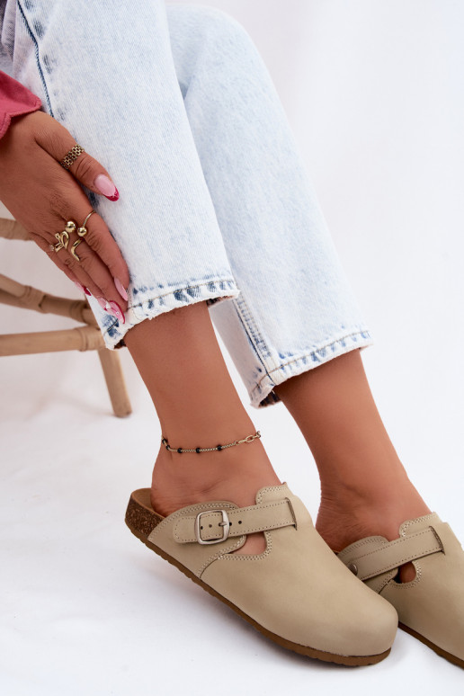 Kožené papuče Mule s prackami Zazoo 1905 PistacjoIne