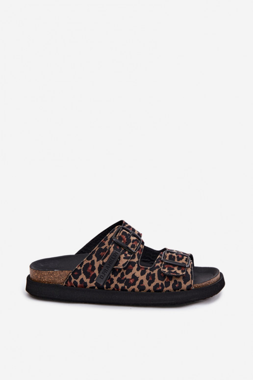Dámske papuče s prackami s platformou D.Franklin DFSH407011 so vzormi leopardej kožušiny