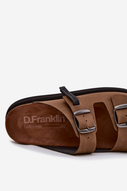 Kožené papuče pre mužov s prackami D.Franklin DFSH407017 Hnedá farba