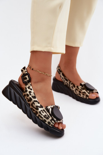 Zlaté platformové sandále s leopardím vzorom Artiker 58C059 2