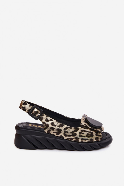 Zlaté platformové sandále s leopardím vzorom Artiker 58C059