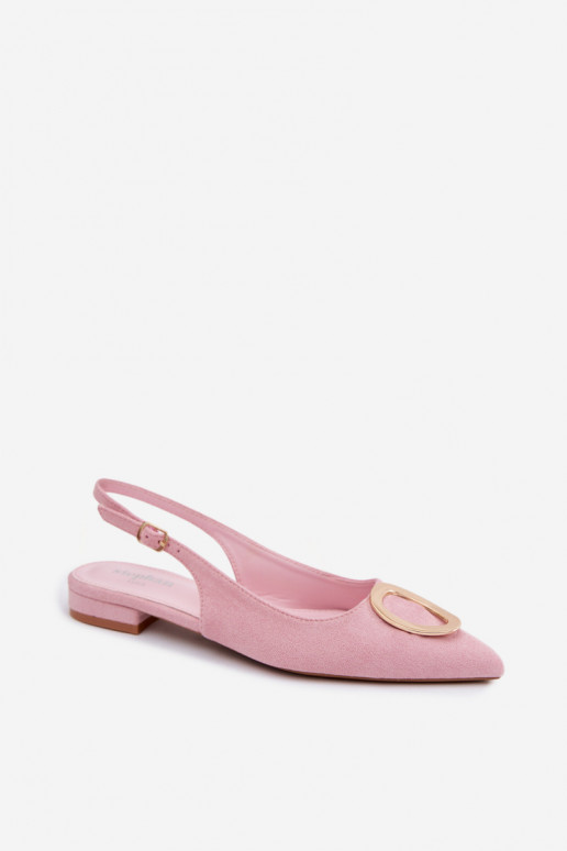 Dámske sandále so širokým podpätkom a ornamentmi v ružovej farbe Sparkle