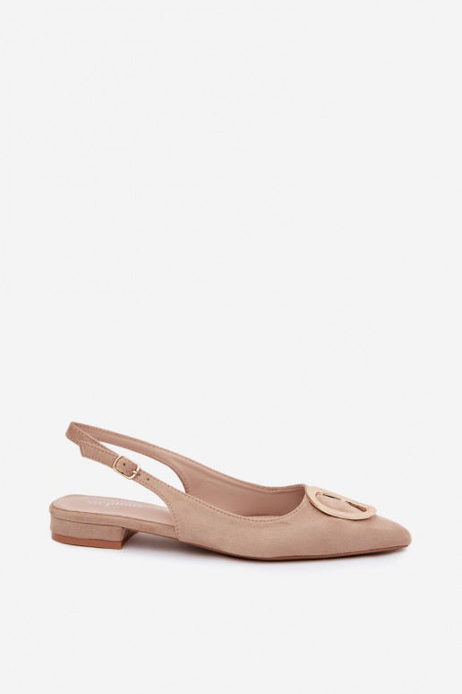 Dámske sandále so širokým podpätkom a ornamentmi v pieskovej farbe Sparkle