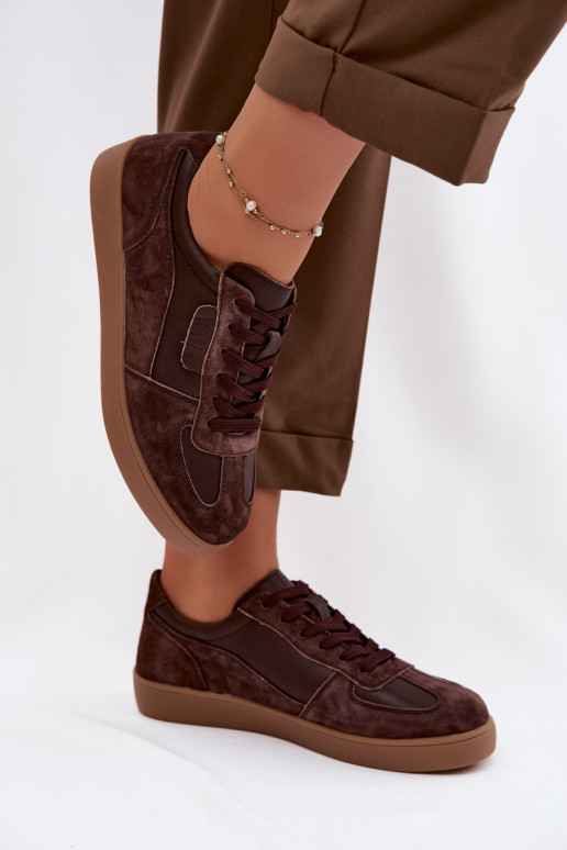 Semišové dámske sneakers Vinceza 7933 v čokoládovej farbe