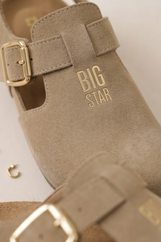 Dámske sandáleZapnutéturalnego zo semišuu Big Star TT274542 béžová