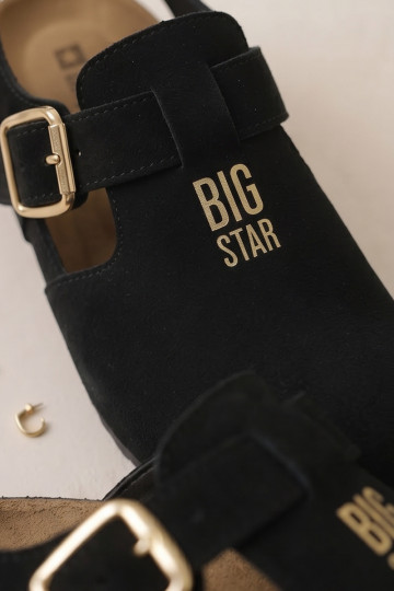Dámske sandále z prírodnej semišovej Big Star TT274544 čierne