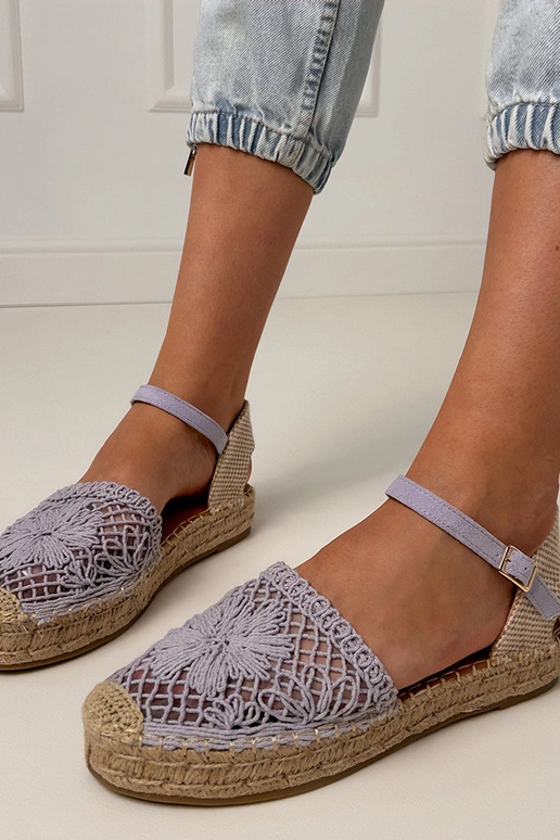 Fialové čipkované espadrilky Santos