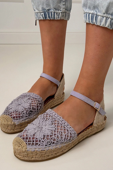 Fialové čipkované espadrilky Santos 2