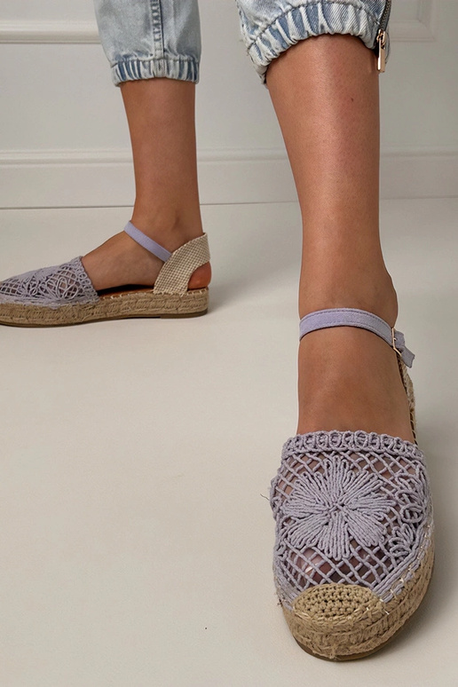 Fialové čipkované espadrilky Santos