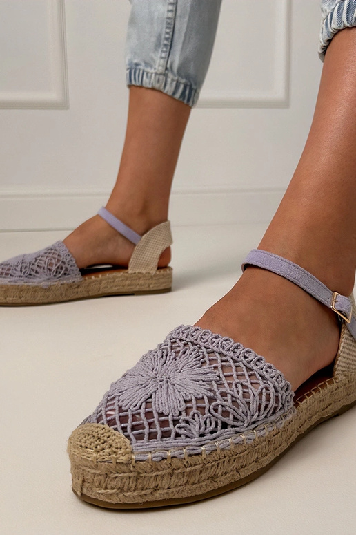 Fialové čipkované espadrilky Santos