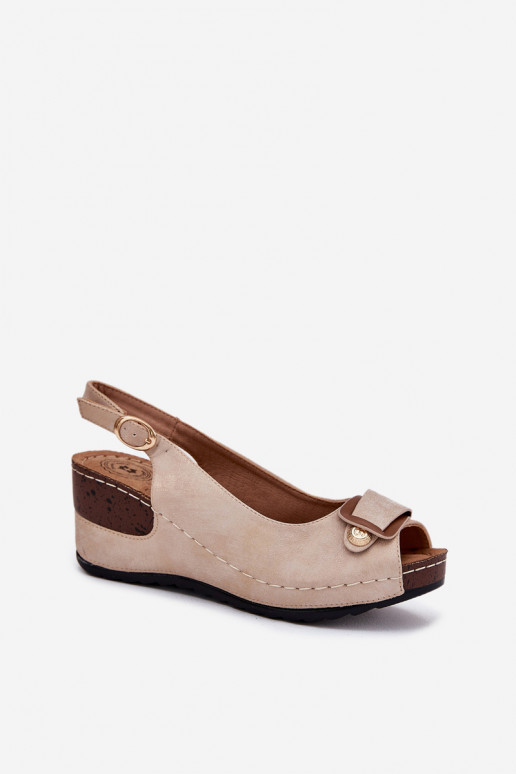 Pieskové a zlaté ľahké platformové sandále Comfort Shoes Efravia