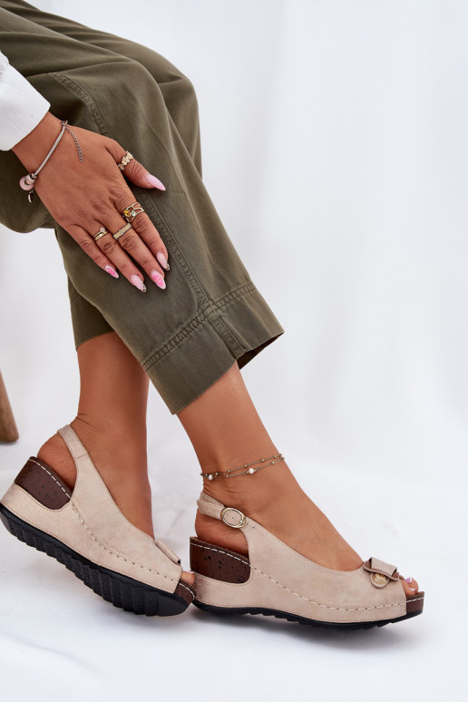 Pieskové a zlaté ľahké platformové sandále Comfort Shoes Efravia