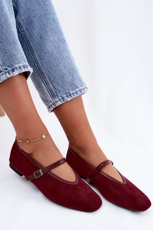 Bordové baleríny s remienkami z umelej kože Felora
