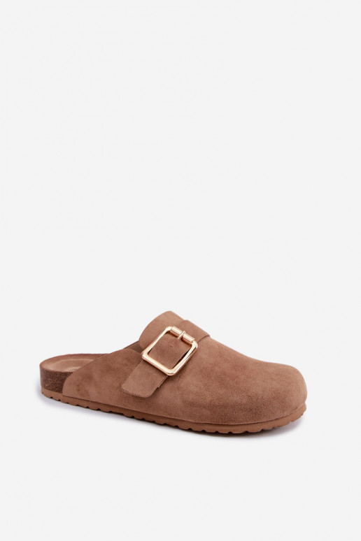 Klapky s zlatými sponami v khaki Taffira