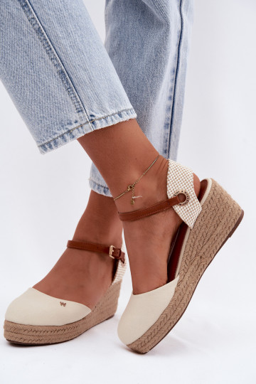 Pieskové espadrilky s platformou