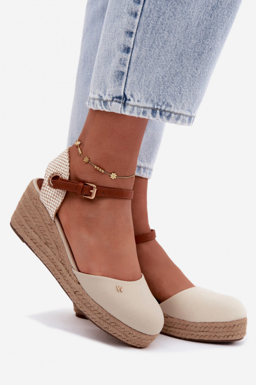 Pieskové espadrilky s platformou