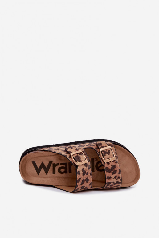 Dámske šľapky s platformou a prackami, leopardí vzor