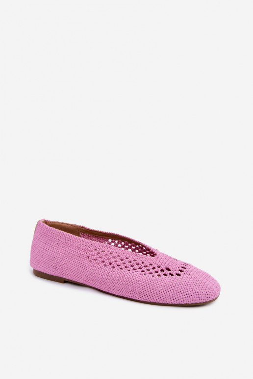 Vyrezávané ploché baleríny v ružovej farbe Hibisca