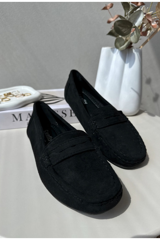Elegantné čierne semišové mokasíny Lenvie