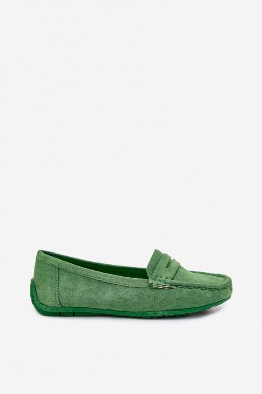 Elegantné zelené semišové mokasíny Lenvie