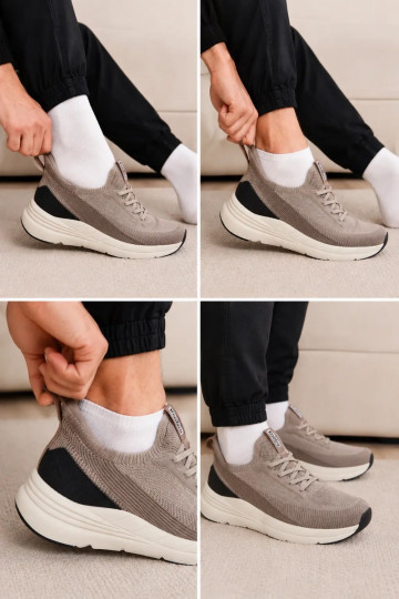 Pánske športové topánky na slip-on s platformou Kobbo 102421 pieskovej farby