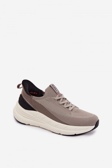 Pánske športové topánky na slip-on s platformou Kobbo 102421 pieskovej farby 2