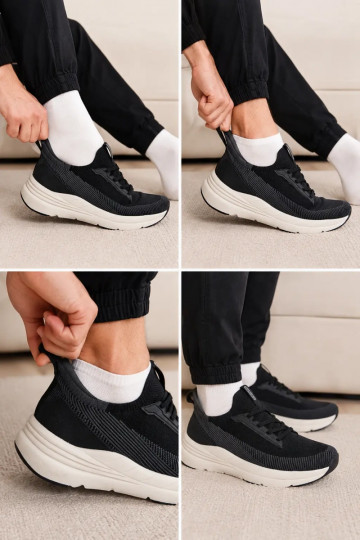 Pánske športové topánky na slip-on s platformou Kobbo 102421 čiernej farby