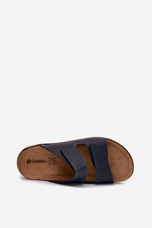 Kožené papuče Dámske Inblu AA0005GU tmavomodrá