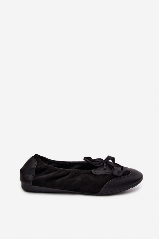 Čierne športové baleríny so štýlovými detailmi Peonia