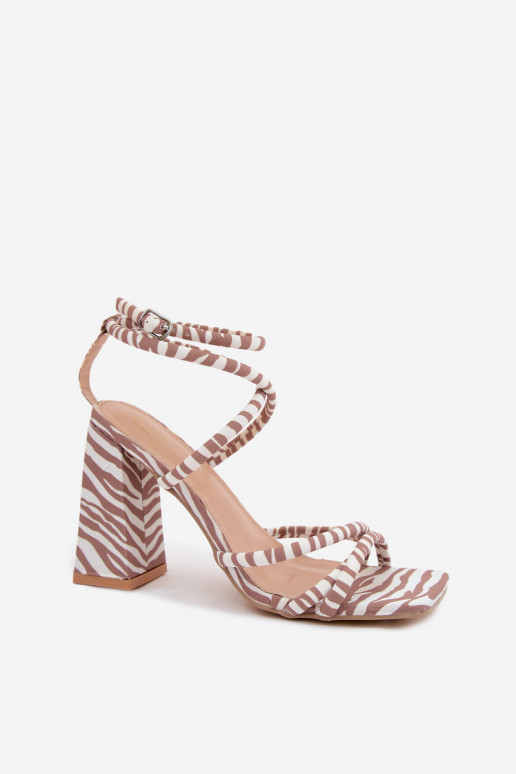 Vysoké sandále v pieskovej farbe Zebra Josette