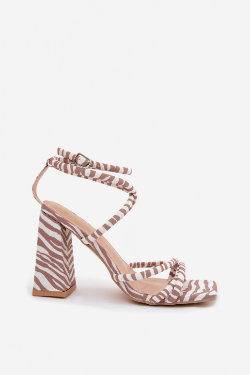 Vysoké sandále v pieskovej farbe Zebra Josette