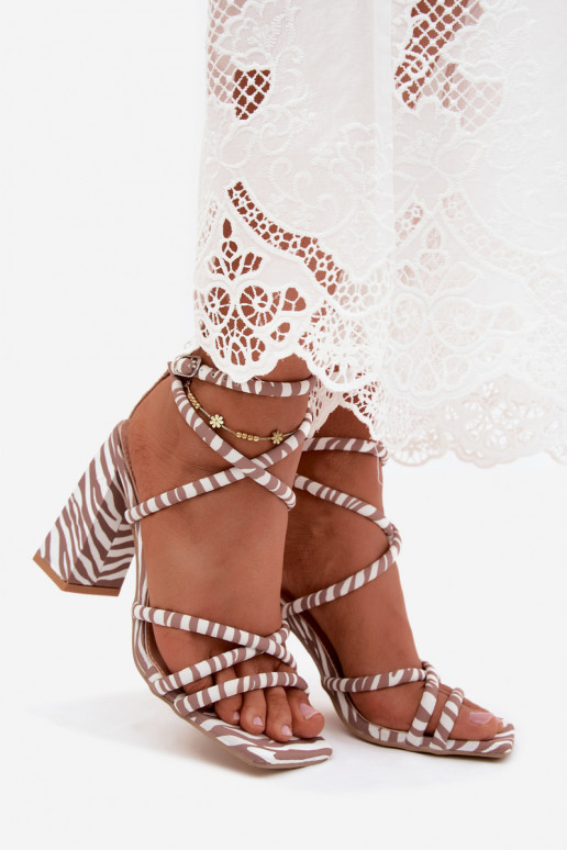 Vysoké sandále v pieskovej farbe Zebra Josette