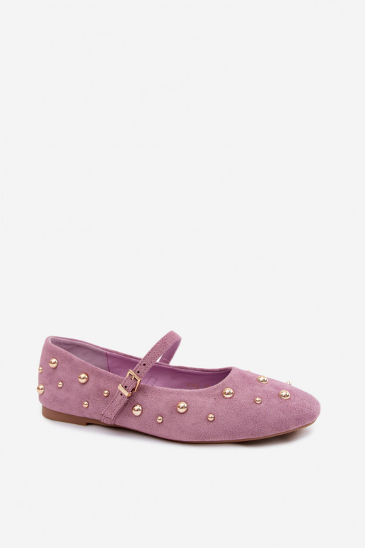 Baleríny s dekoráciou a remienkami vo fialovej farbe Cuddly