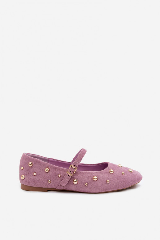Baleríny s dekoráciou a remienkami vo fialovej farbe Cuddly