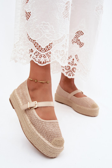 Pieskové espadrilky s popruhmi na platforme Coastina