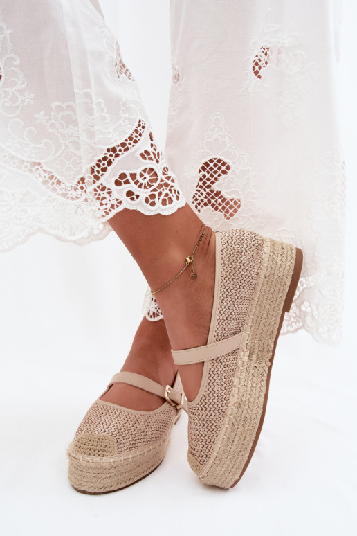 Pieskové espadrilky s popruhmi na platforme Coastina