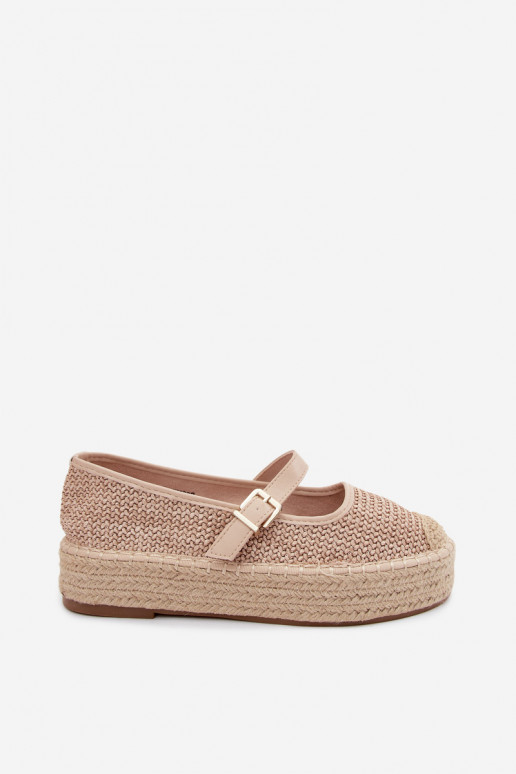 Pieskové espadrilky s popruhmi na platforme Coastina
