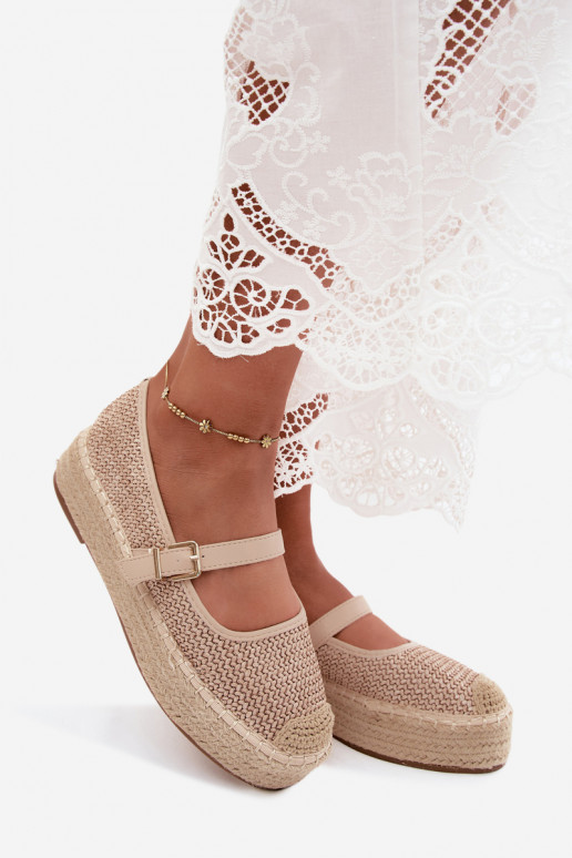Pieskové espadrilky s popruhmi na platforme Coastina