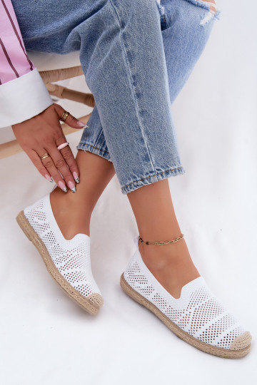 Ažúrové biele espadrilky Candessa