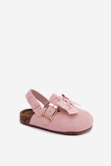 Detské dreváky sandále s mašľami v ružovej farbe Rosella