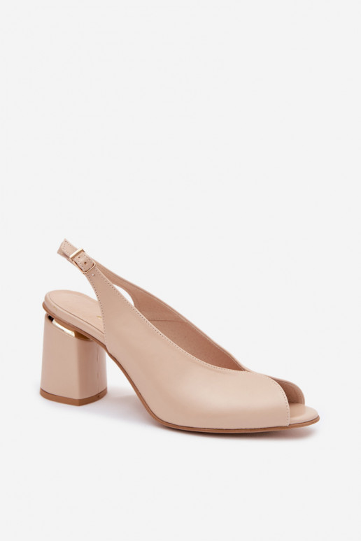 Elegantné dámske sandále na podpätku v pieskovej farbe Zazoo 1085