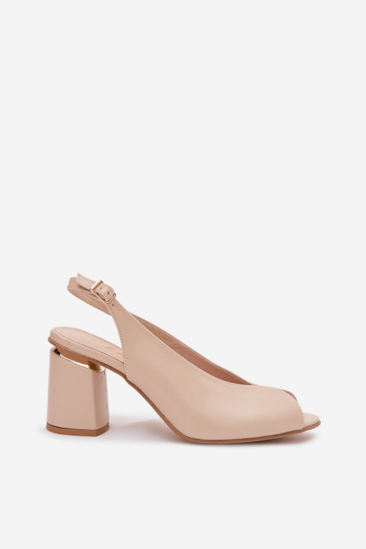 Elegantné dámske sandále na podpätku v pieskovej farbe Zazoo 1085