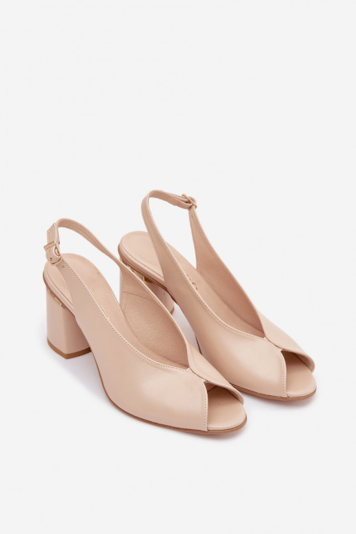 Elegantné dámske sandále na podpätku v pieskovej farbe Zazoo 1085