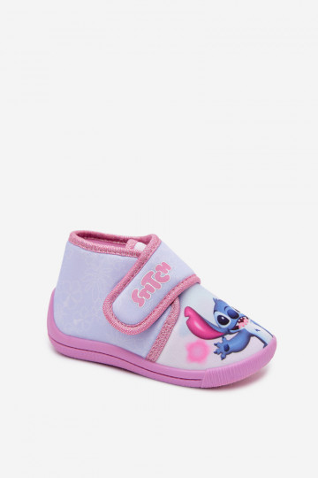 Detské šľapky na suchý zips STITCH ružové