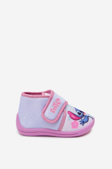 Detské šľapky na suchý zips STITCH ružové 2